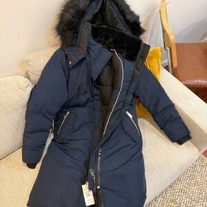 Noize Navy Puffer Jacket with Black Fur Trim